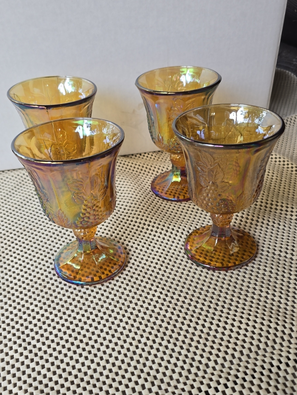 Vintage Ibdiana Carnival Glass Goblets